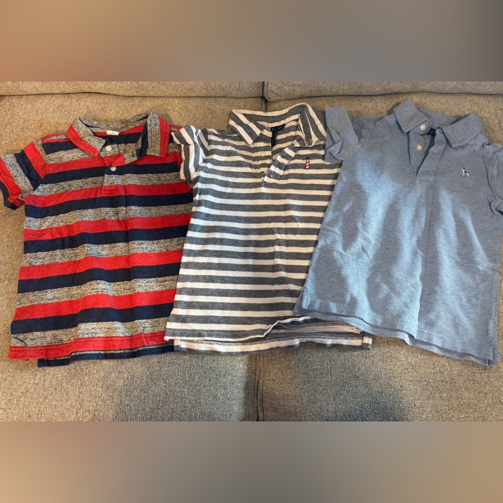 Striped and Solid Polo Shirt Set